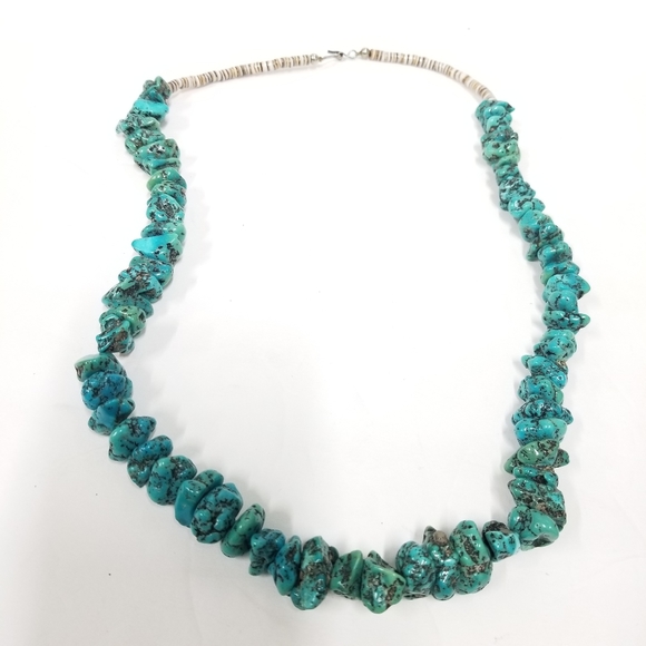 Stunning vintage Old Pawn Native American kingman Turquoise and Heishi Necklace - Picture 11 of 16